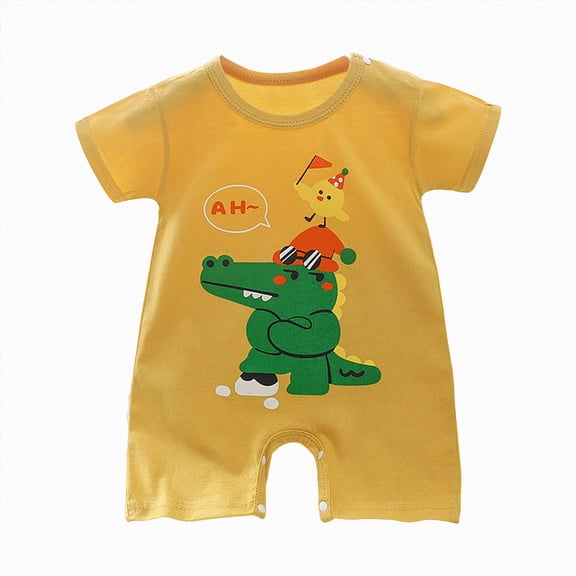 Sopiago Baby Boys Girls Romper One-Piece Beach Outfit Summer Clothes 0-24 Months Newborn Romper Baby Boy Yellow,6-9 Months