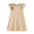 thumbnail image 3 of CUSTG Children Girls Dress Solid Color Flutter Sleeve Crewneck Dress Casual Summer Wear Comfortable Party Outfit Soft Fabric birthday girl dresses, 3 of 3