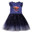 thumbnail image 1 of Pixar Cars Lightning McQueen Robes d'Été pour Enfants Filles Robe à Manches Courtes Dessin Animé Robes de Bal en Maille QZX, 1 of 7