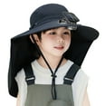 thumbnail image 3 of LNMQLPDBS Sun Hat for Kids Anti-Uv Girls Boys Sun Hats with Big Neck Flap and Solar Fan Wide Brim Sun Protection Beach Hat with Adjustable Chin Strap Outdoor Bucket Hat for Fishing & Beach, 3 of 4