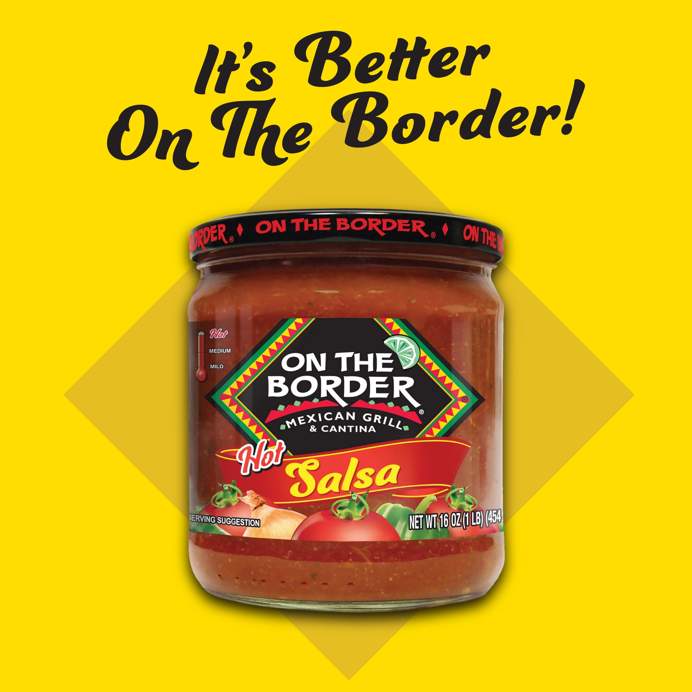 On The Border Hot Salsa, Gluten-Free, 16 oz Jar