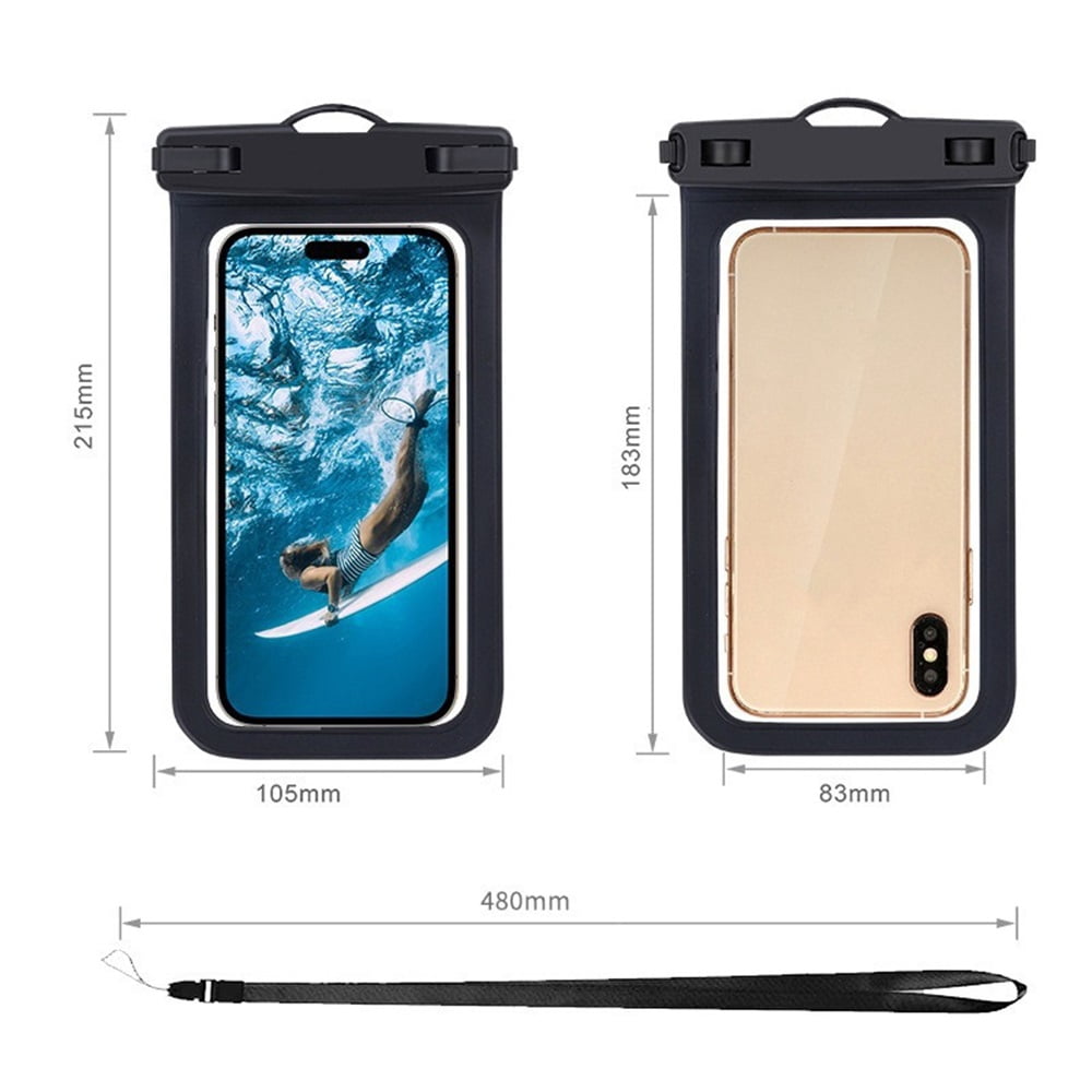 Waterproof Case Compatible with iPhone 14 Pro Max/13/12/11/XR/X/SE/8/7, Galaxy S22/S21 Google up to 6.7" IPX8 Dry Bag Vacation Essentials (Black-4 Pack)