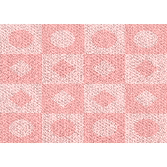 Ahgly Company Indoor Rectangle Patterned Pastel Red Pink Area Rugs, 7' x 10'