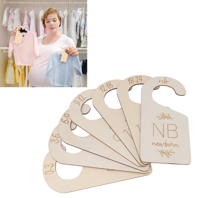Baby Clothes Divider, 7PCS Set Nursery Decor Hanger Divider Multifunctional Practical Sturdy Boxwood Cute Pattern for Supermarkets