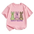 thumbnail image 3 of Afdoent Happy Easter Tshirt Girls Short Sleeve T Shirt Easter Bunny Letter Printing Crew Neck T Shirt Summer New Children's Clothing For 18-24 Months, 3 of 3