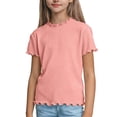 thumbnail image 3 of Hrsba Children T Shirt Solid Color Short Sleeve Crew Neck Summer Casual Gentle Feel Light Feel Airy Wear for 1 10 Years Girls, 3 of 5