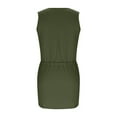 thumbnail image 5 of QATAINLAV Womens Summer Dress Casual Sleeveless V Neck Mini Dresses Tie Front Waist Beach Coverups with Pockets Army Green XXL, 5 of 7