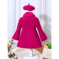 thumbnail image 3 of iEFiEL Baby Girls Warm Woolen Blend Coat Toddlers Furry Collar Long Sleeve Windproof Jacket Outerwear with Hat Hot Pink 3-4, 3 of 7