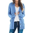 thumbnail image 5 of Women's Open Front Cardigan Sweater Casual Button Down Cable Knit Sweater Coat, 5 of 5