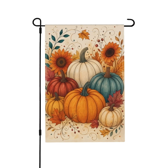 Garden Flag 12x18 Inch Autumn Pumpkins Sunflowers Leaves Outdoor Decor