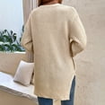 thumbnail image 6 of IROINNID Women's Cardigan Open Front Jacket Solid Color Long Sleeve Loose Loose Dark Color Hollow Out Cardigan Button Slit Sweater, Khaki, 6 of 7