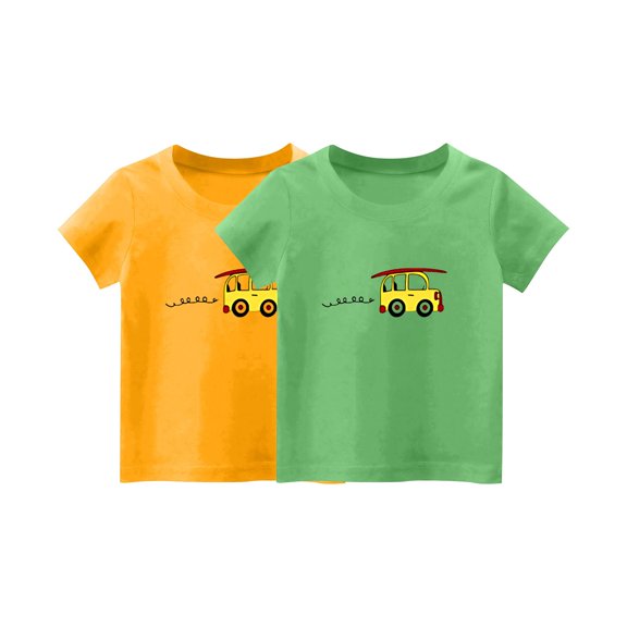 Eltusu Boys Cotton T-Shirts, Crewneck 2 Pieces Pullover Casual Short Sleeve Tops Army Green Size 6-8 T