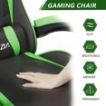 thumbnail image 3 of Bugzzia Gaming Chair PU Leather Adjustable Headrest & Lumbar Support, Green, 3 of 8