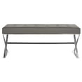 thumbnail image 3 of Safaiveh Micha Modern Glam X-Leg Upholstered Rectangular Bench, Grey/Chrome, 3 of 5