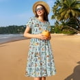 thumbnail image 4 of Honeii Tribal Animals Print Women’s Short Sleeve Dress, Comfortable Casual Dress, Soft Polyester Spandex Blend, Stylish Everyday Wear for Summer, Perfect for Travel and Vacation, 4 of 6