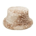 thumbnail image 2 of Roncen Women’s Faux Fur Bucket Hat, Winter Hat with Fawn Spot Print & Small Ears, Cozy Trapper Style, 2 of 5