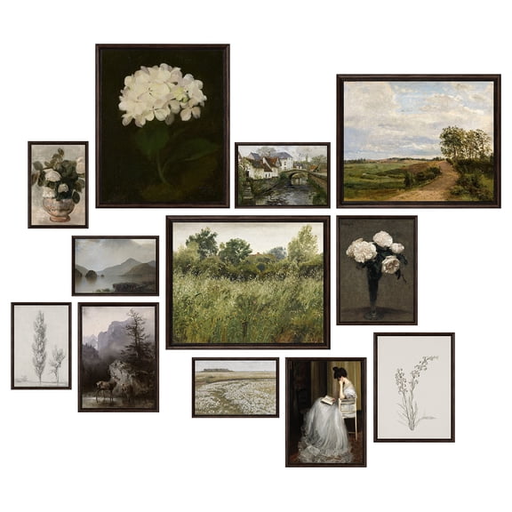 97 Decor Vintage 8x10 Moody Botanical Art Print Set, 12 Pieces