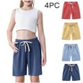 thumbnail image 2 of Kovlvoll 4pc Shorts for Toddler Boys Girls Summer Cotton Linen Casual Wide Leg Drawstring Elastic Waist Unisex Shorts, 2 of 7
