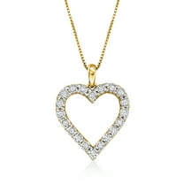 Ross-Simons 0.30 ct. t.w. Diamond Heart Pendant Necklace in 18kt Gold Over Sterling, Women's, Adult