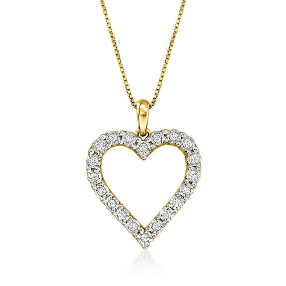 Ross-Simons 0.30 ct. t.w. Diamond Heart Pendant Necklace in 18kt Gold Over Sterling, Women's, Adult