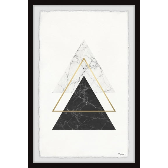 Parvez Taj Golden Marble Triangles Framed Wall Art