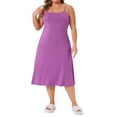 thumbnail image 2 of Agnes Orinda Women's Plus Size Nightgown Spaghetti Strap Slip Cami Lounge Full Dress 4X Purple, 2 of 5
