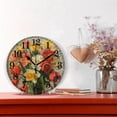 thumbnail image 2 of Daffodils and Tulips Flowers Silent Wall Clock 10" Non-Ticking Battery Clock, 2 of 7