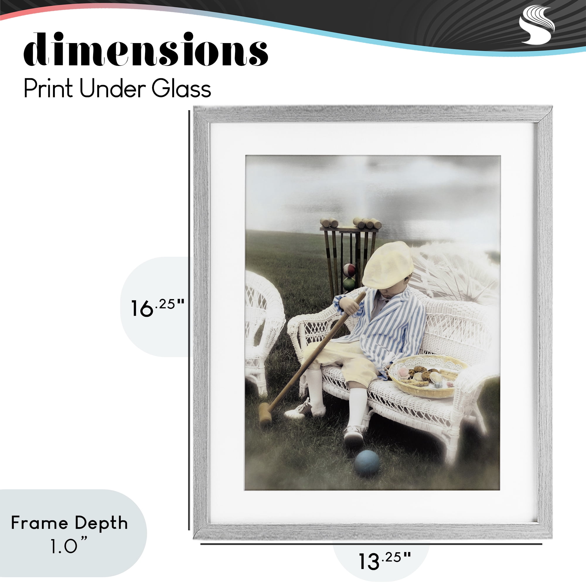 Stupell Industries Child with Croquet Mallet Gray Framed Print Under Glass, design by Kendra Dew