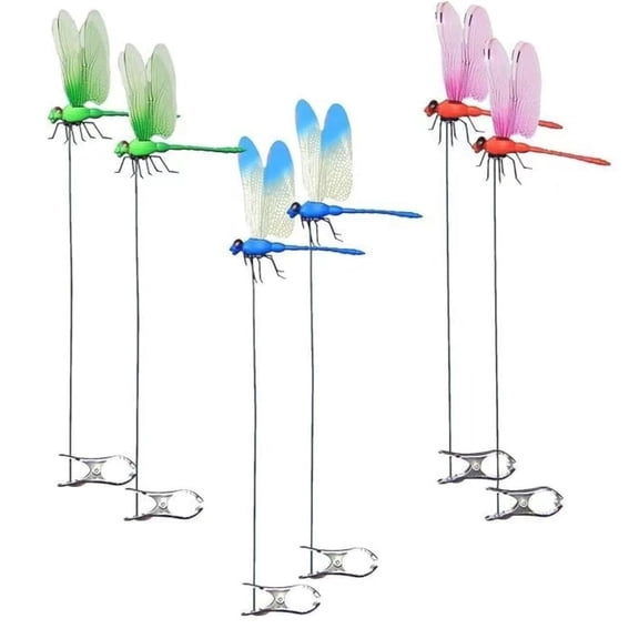 Dragonfly Clip Bug Repe Llent - 3D Dragonfly Clips,6 Pack-Garden Decor Deer and Horse Fly Deterrent for Indoor/Outdoor Garden
