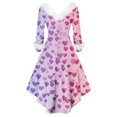 thumbnail image 4 of Valentines Day Dresses for Women Plus Size V Neck Long Sleeve High Low Dresses Plush Collar Vintage Holiday Party Dress Light pink XL, 4 of 5