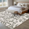 thumbnail image 2 of Pastoral Flower Washable Area Rug 5 x 8 ft Gray Green Flower Vintage Linen Texture , Soft Non Slip Rugs Stain Repellent Indoor Felt Carpet for Living Dining Room Bedroom Home Office, 2 of 9