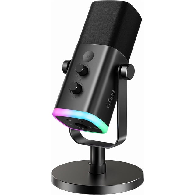 FIFINE USB/XLR Dynamic Microphone for Podcast Recording, PC Computer Gaming - Open Box