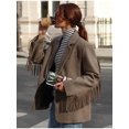 thumbnail image 4 of Chaqueta holgada de lana con borlas para mujer, abrigo informal con un solo botón, traje de oficina, otoño y primavera, 4 of 5