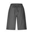 thumbnail image 6 of Tumotour Linen Shorts For Women Running Workout Gym Short High Waisted With Pocket Half Shorts Pants Drawstring Side Pockets For Casual Wear, 6 of 9