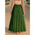 thumbnail image 3 of Moomaya Womens Solid Cotton Maxi Skirt with Pockets | Tiered 40-Inch Long Skirt | Elastic Waist Resort Wear | Summer Outfit, 3 of 7