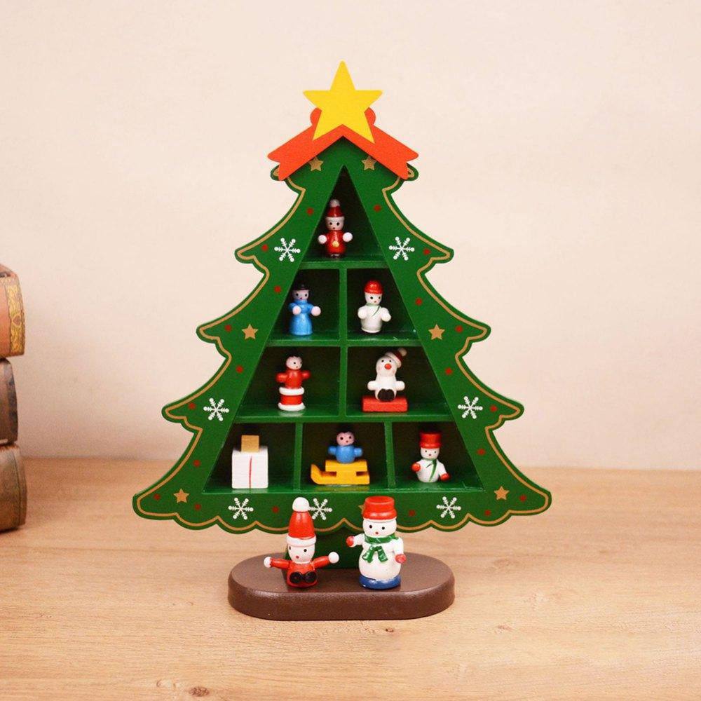 Home Decor Christmas Decoration Mini Desktop Xmas Tree Wooden Ornaments 