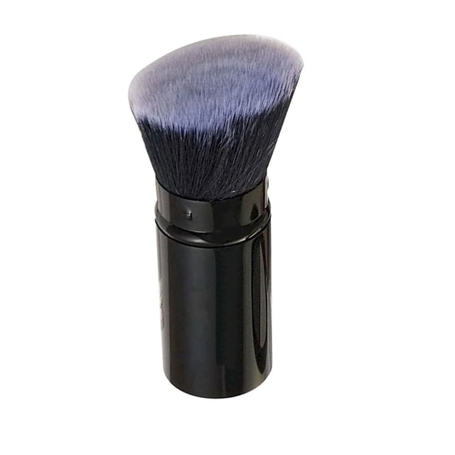 Brocha de maquillaje retráctil con cerdas suaves y compacta para retoques de maquillaje en polvo
