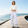 thumbnail image 2 of Nestiefly Sweatpants Women Baggy Wide Leg Pants with Pockets | Straight Leg High Waisted Fleece Fall Winter Sweatpants White 2XL, 2 of 6