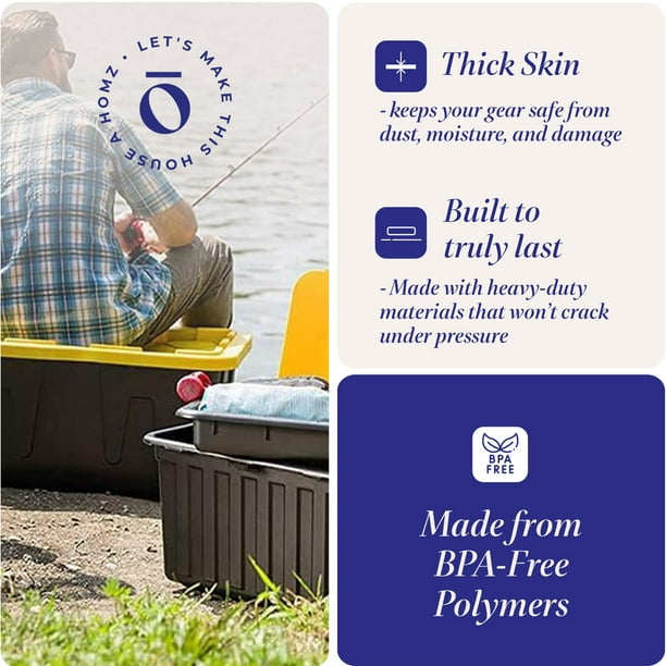 Homz Durabilt Heavy Duty Outdoor Storage Totes, Large 27 Gallon