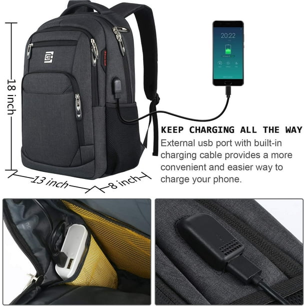 Sac au dos avec USB Charging Port, Résistant à l'eau