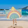 thumbnail image 2 of Yayeee Kids Hooded Towels Toddler Soft Absorbent Beach Bathing Wrap 50" x 23.5", Retro Beige Rainbow, 2 of 5