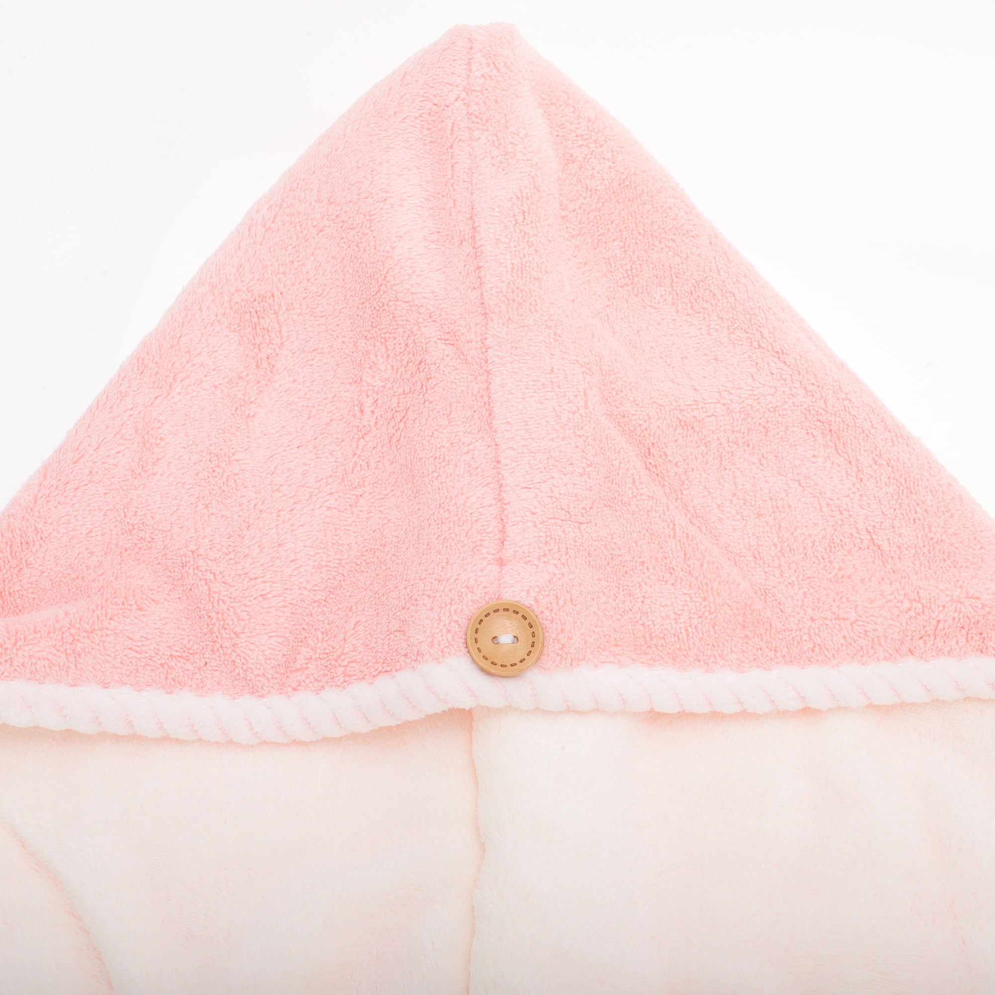Unique Bargains 1pc Water-absorbent Double Layer Hair Towel 9.84"x 25.59" Pink, White