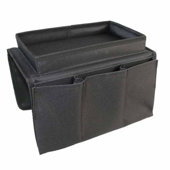 Sofa Storage Bag Black, Sofa Armrest Organizer with Cup Holder Tray Chair Arm Tv Remote Holder for Recliner Couch Armchair Caddy Bedside Storage Pockets Bag for Cellphone Tablet Book Magazines Drinks