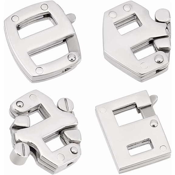 4Pcs 4 Styles 304 Stainless Steel Adjustable Clasps Tri-Glide Sliders Webbing Strap Adjustable Buckle Fasteners for Leathercraft Purse Belt Bags DIY Accessories for DIY