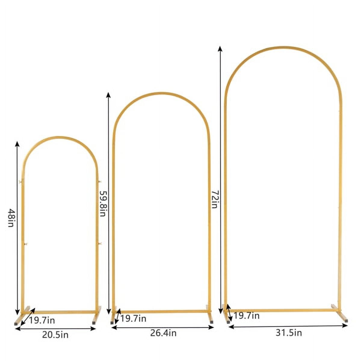 3-Piece Gold Wedding Arch Set, Iron Art Ceremony Arch Backdrop Stand 5.9ft 4.9ft 3.9ft for Indoor Outdoor Wedding Party Decor