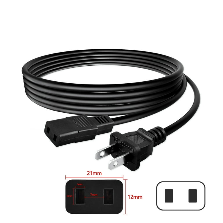 PwrON 8ft Power Cord Lead for IEC C9 to NEMA 1-15P Cable PWC-178