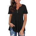 thumbnail image 2 of PATLOLLAV Womens Tops,Plus Size Women Clothing Solid T-Shirts Button Short Sleeve V-Neck Tops, 2 of 6
