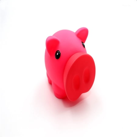 Tirelire cochon avec corps souple avec finition caoutchoutée vive. Tirelire originale pour enfants avec bouchon. Tirelire de voyage légère et résistante (rouge-blanc