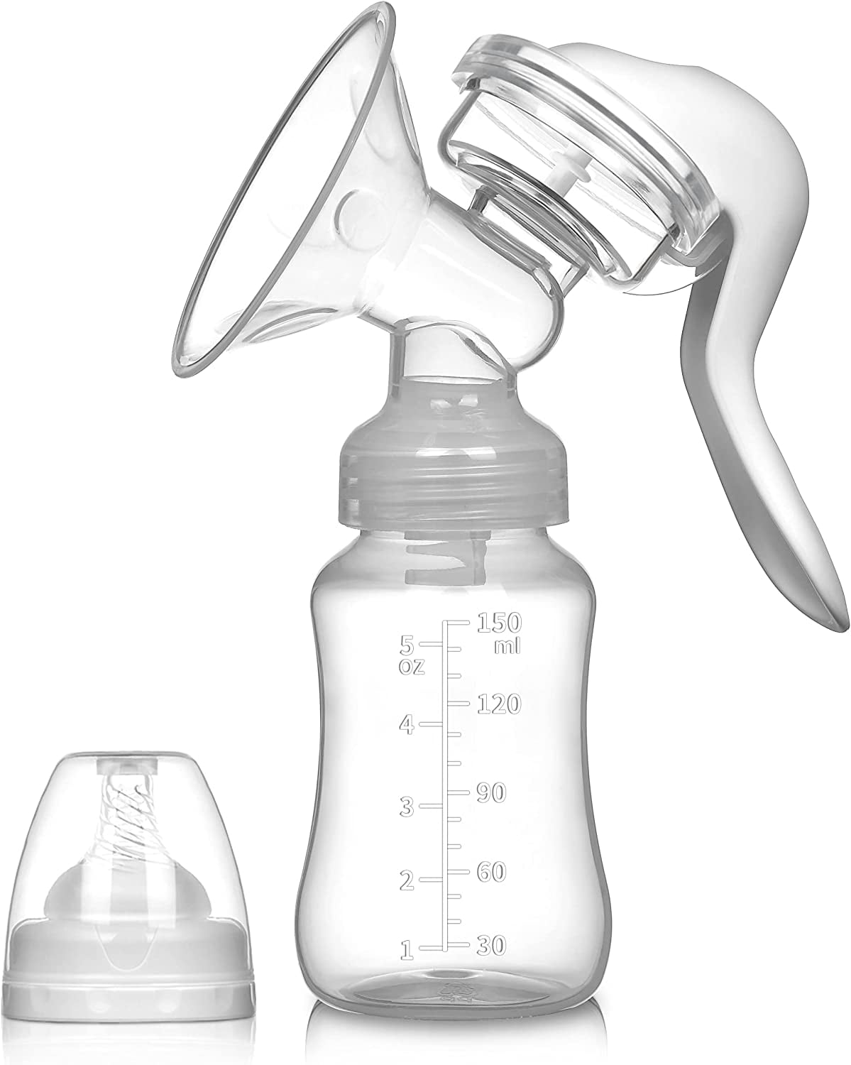 Yadala Manual Breast Pump, Portable Manual Postpartum Breastfeeding for Baby Feeding, White