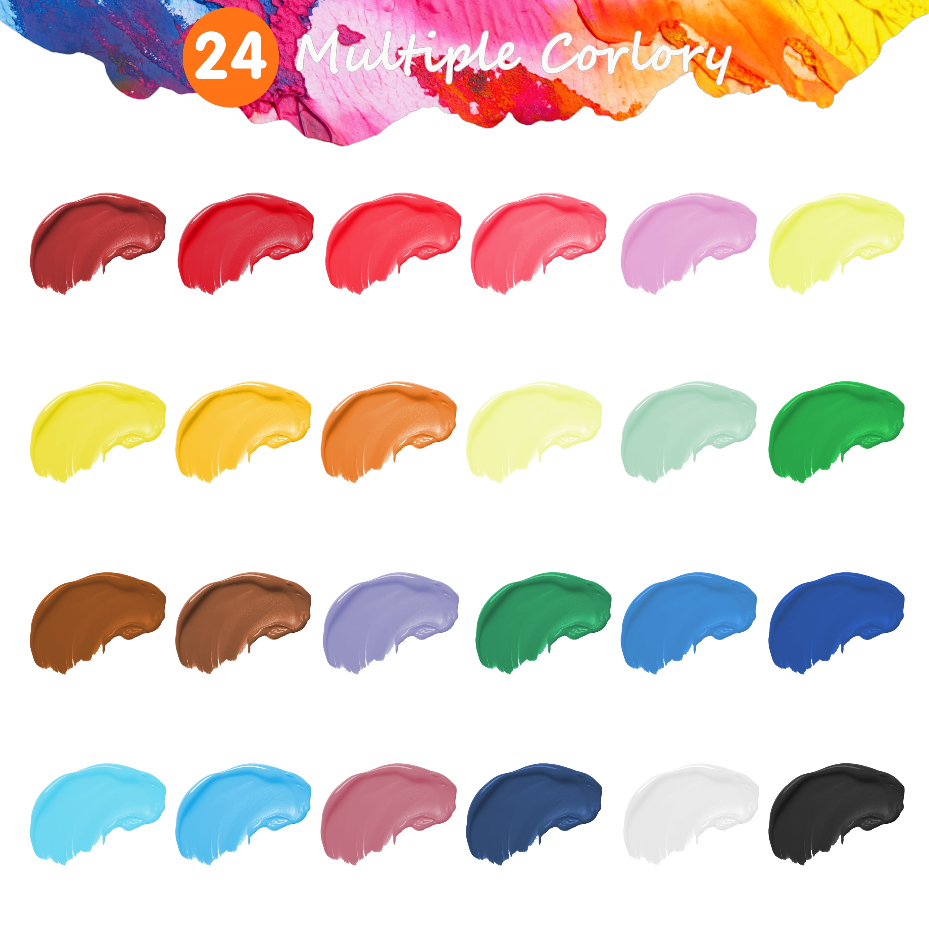 KINSPORY Acrylic Paints Set, 24 Colors*60ml Art Craft Paint, Premium Art Supplies Gifts for Artists Beginners on Canvas Wood Ceramic